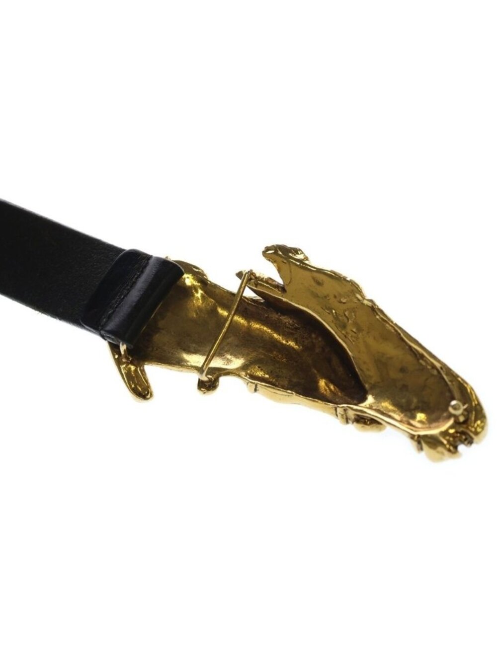 Gucci Horse Buckle Leather Belt Black Gold - Picture 6 of 6